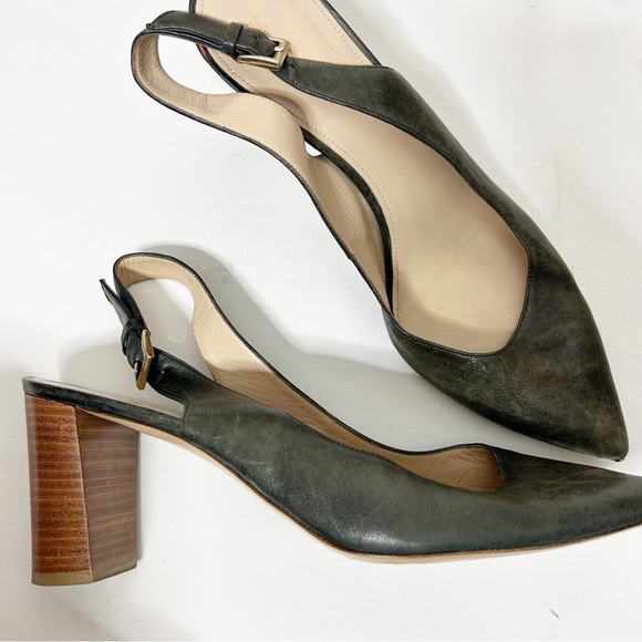 M. Gemi Calamo High Heels Slingback Pointed Toe Gray Leather Size (42/11) - Picture 3 of 7